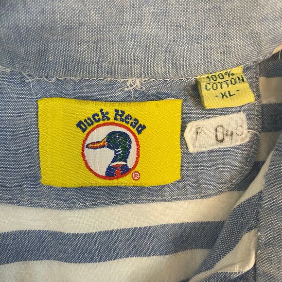 Vintage Duck Head Mens XL Striped Button Down Shirt Blue White Cotton USA - Picture 3 of 9